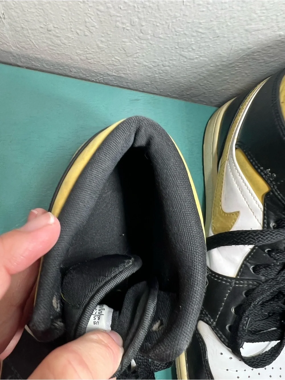 Black White and Yellow High-Top Air Jordans Sneakers